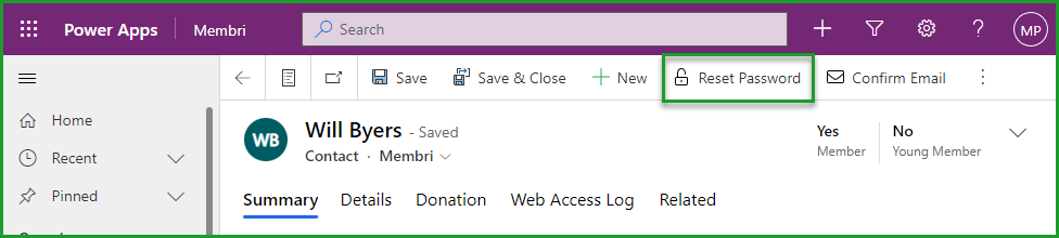 Reset password