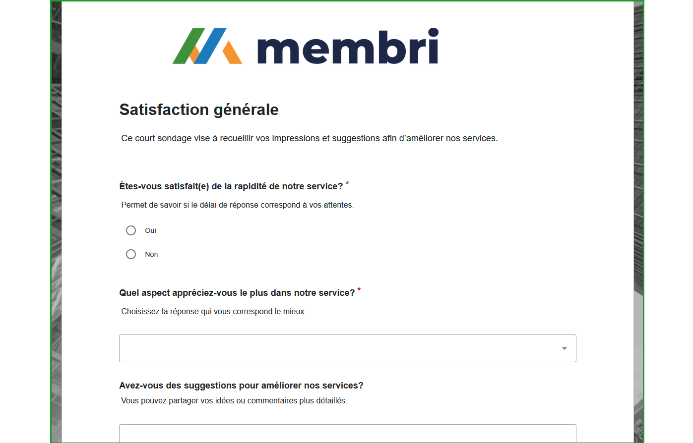 Recherche avancée dans le formulaire